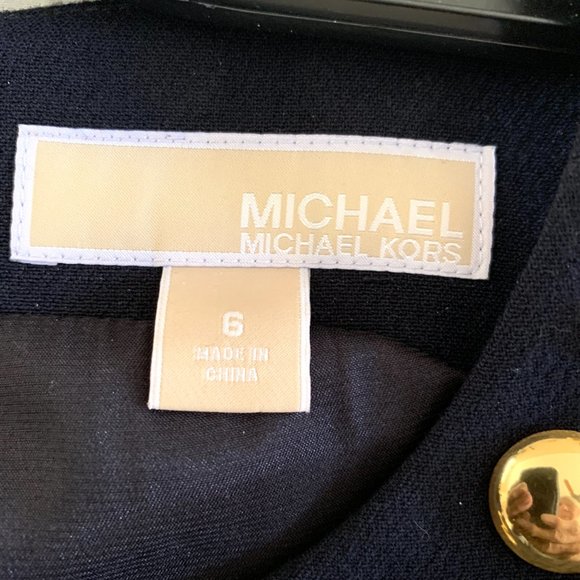 MICHAEL KORS Navy Zip Front Sleeveless Gold Studded Dress - Picture 2 of 7